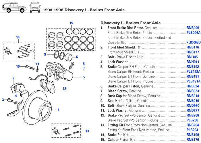 Discovery I Brakes Front Axle