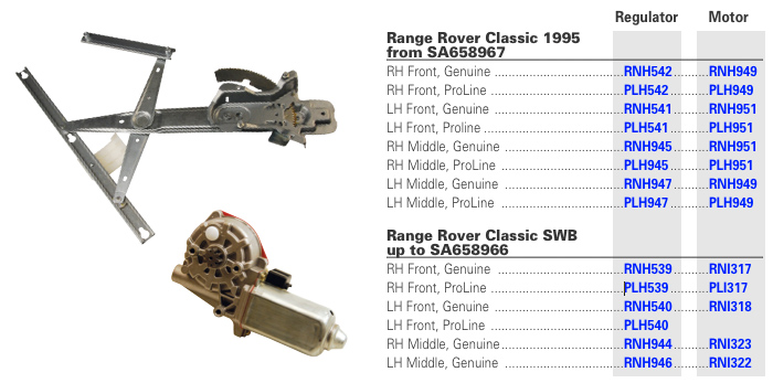Range Rover Classic Window Regulators & Motors