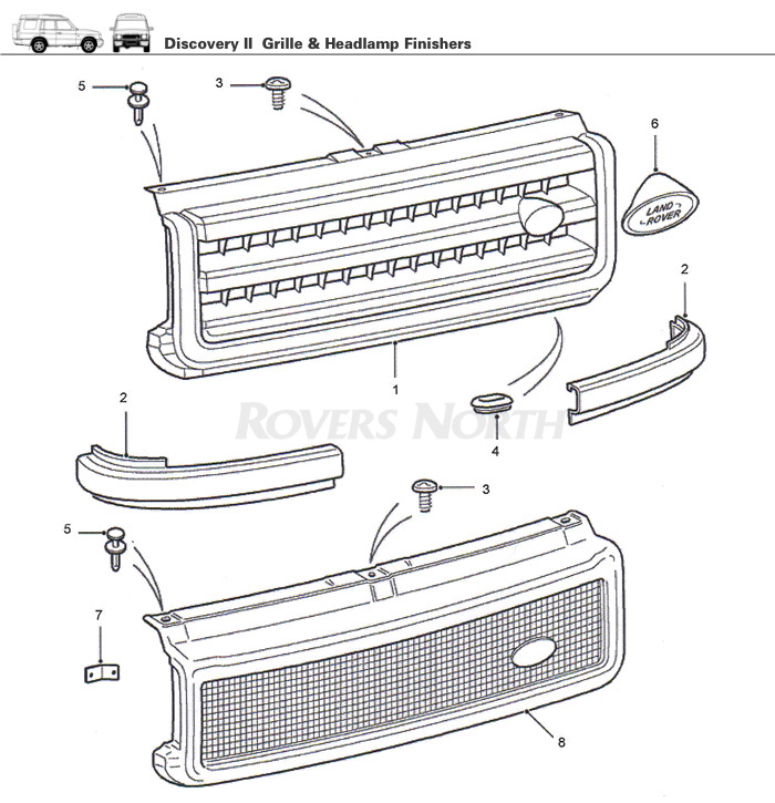 Discovery II Grille & Headlamp Finishers Rovers North Classic Land