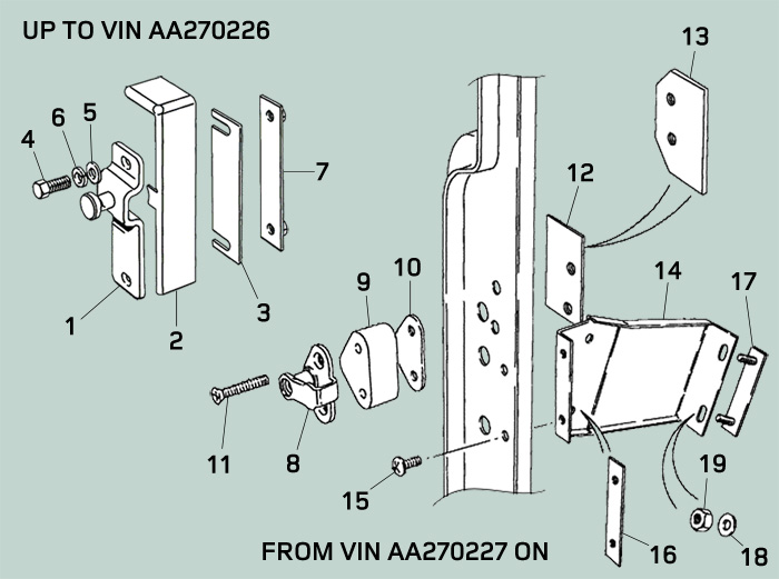 Diagram of Defender Front Door Latch