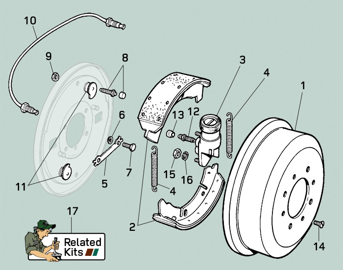 land rover series ii iia iii 88 front brakes 1980 on