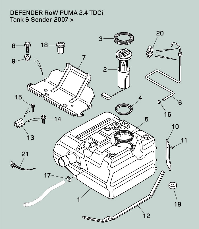 Land Rover Defender ROW Tank & Sender 07 - 11