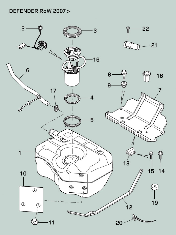 Land Rover Defender ROW Tank & Sender 12 - 16