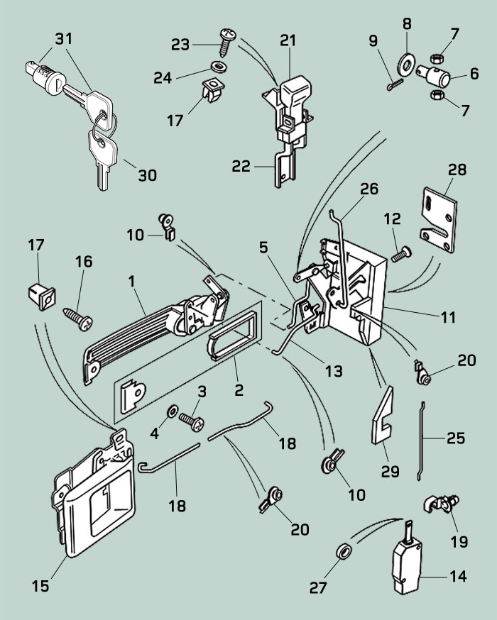 Land Rover Defender Single Piece Front Door Latch  Rovers North - Land  Rover Parts and Accessories Since 1979