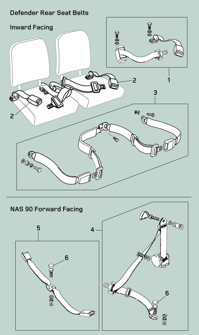 Land Rover Defender Rear Seat Belts 83 06 Rovers North Land Rover Parts and Accessories Since 1979