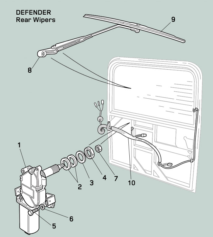 land rover defender rear wiper and washer