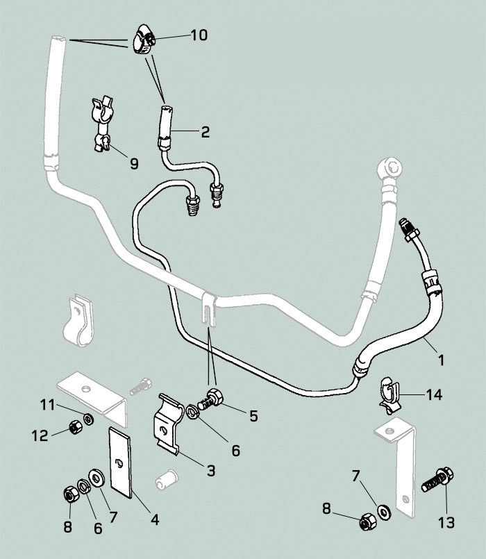 land rover defender early 2.5 na steering pipes hoses