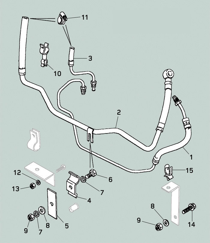 land rover defender early 2.5 turbo steering pipes hoses