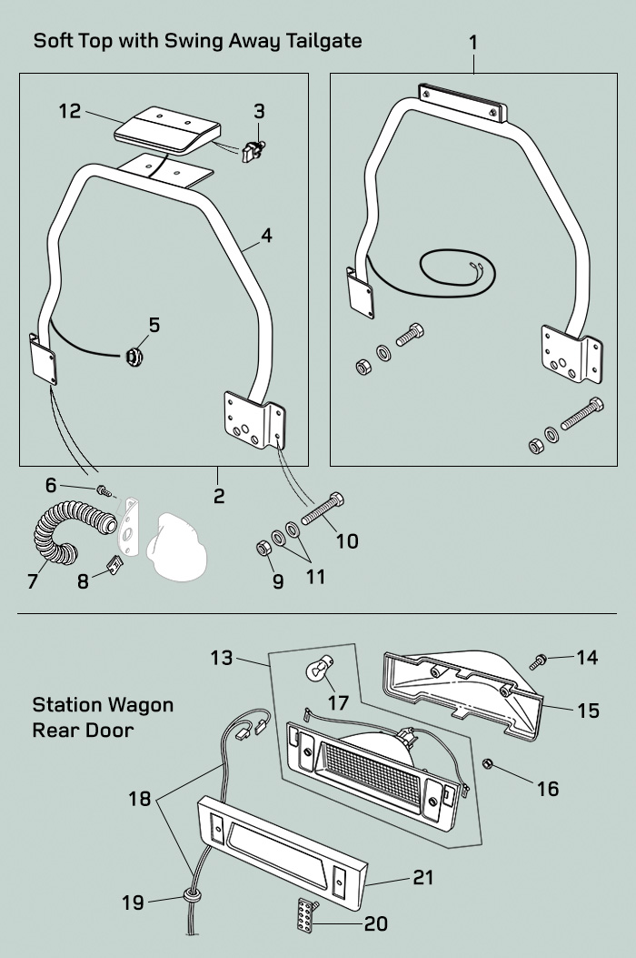 land rover defender high mounted stop lamp