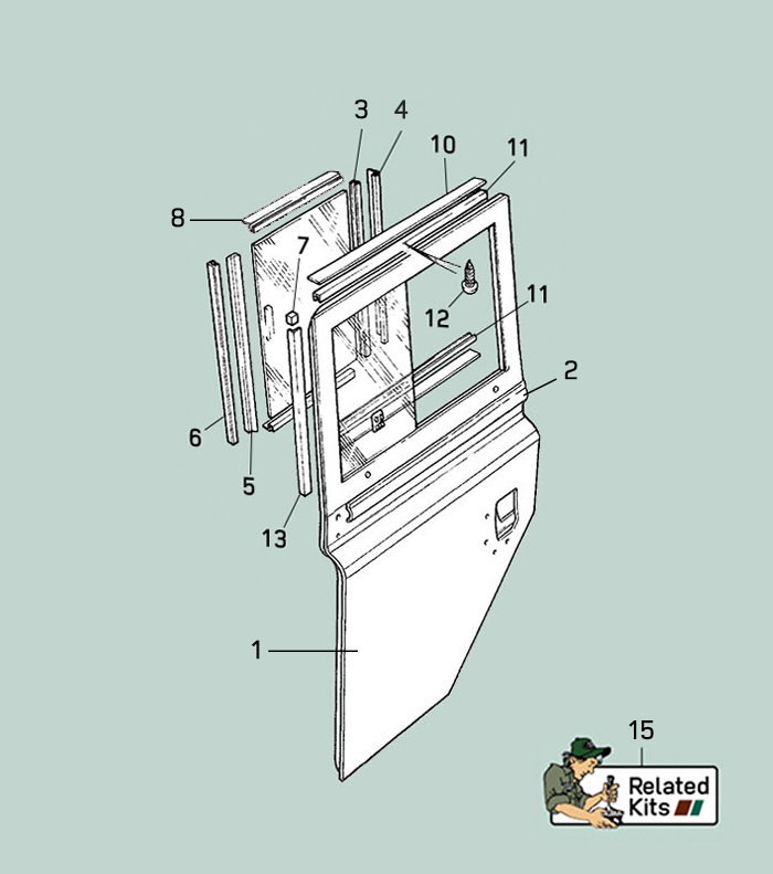 land rover series ii iia iii middle door assembly
