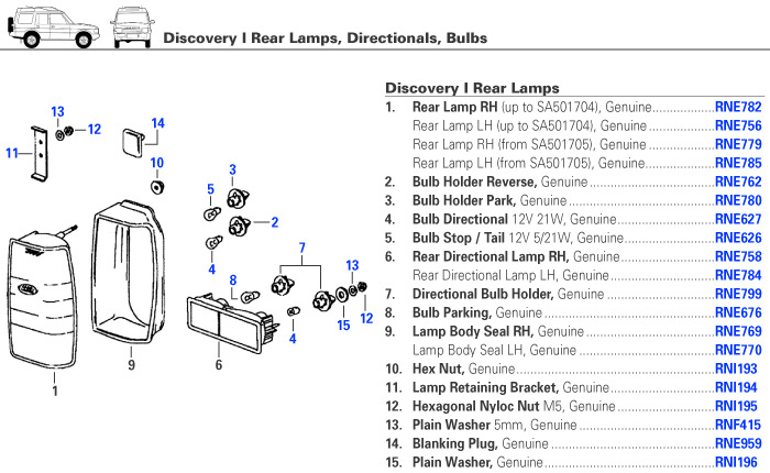 Discovery I Rear Lights