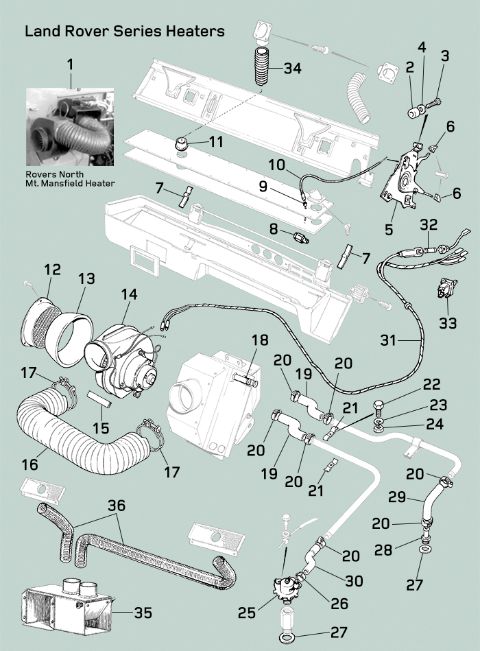 land rover series ii iia iii cooling heating