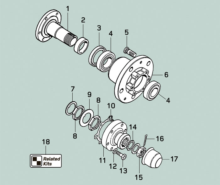 Land Rover Series II, IIA, and III - Hub Assembly