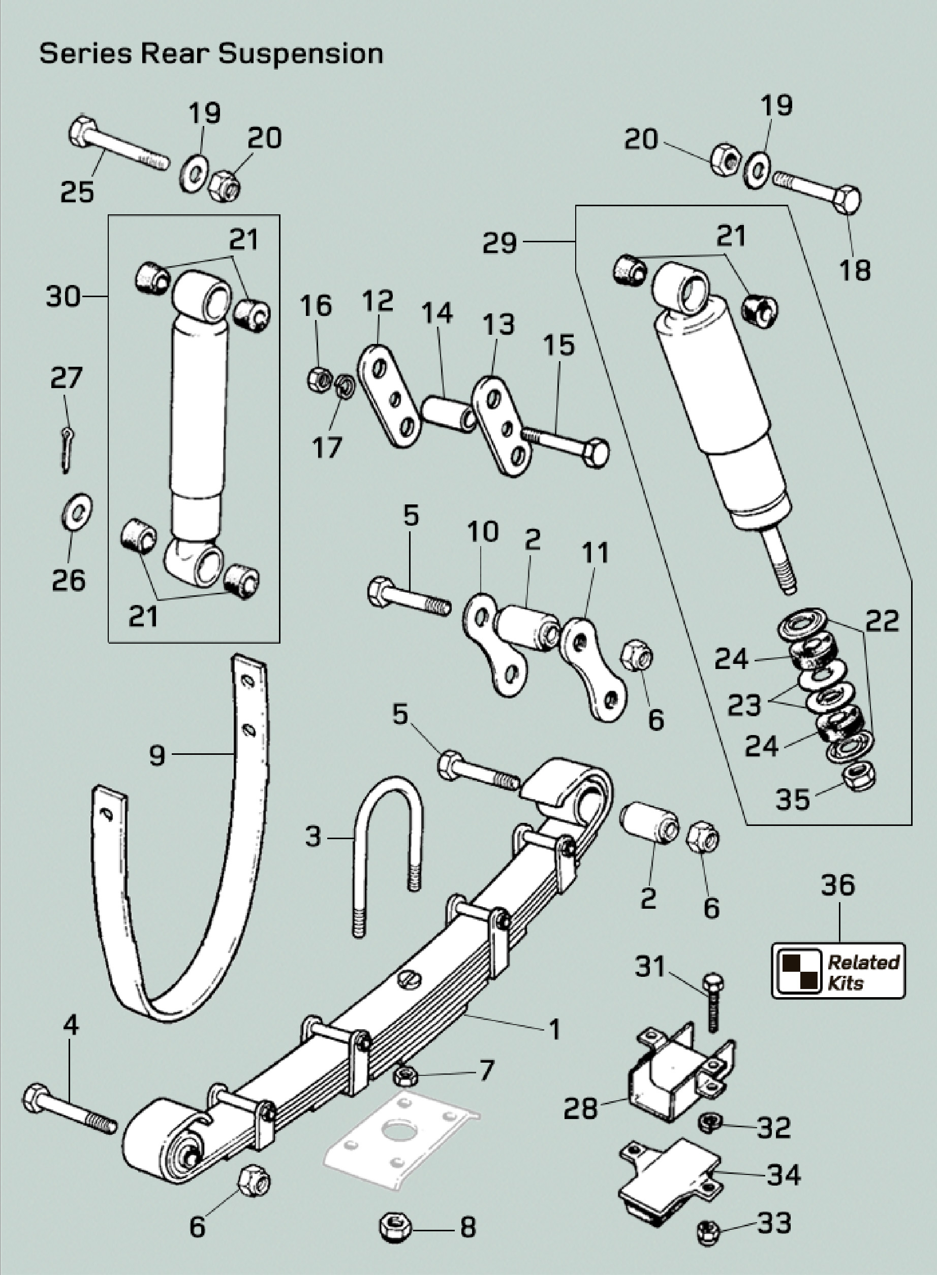 land rover series ii iia iii rear suspension