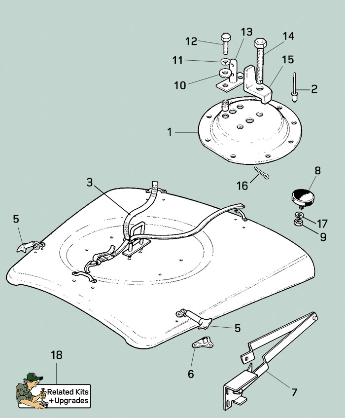 land rover series ii iia iii bonnets spare wheel mount