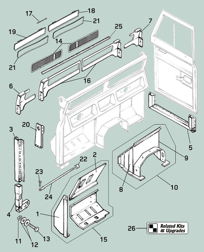 Land Rover Series II, IIA, and III Bulkhead Repair Panels