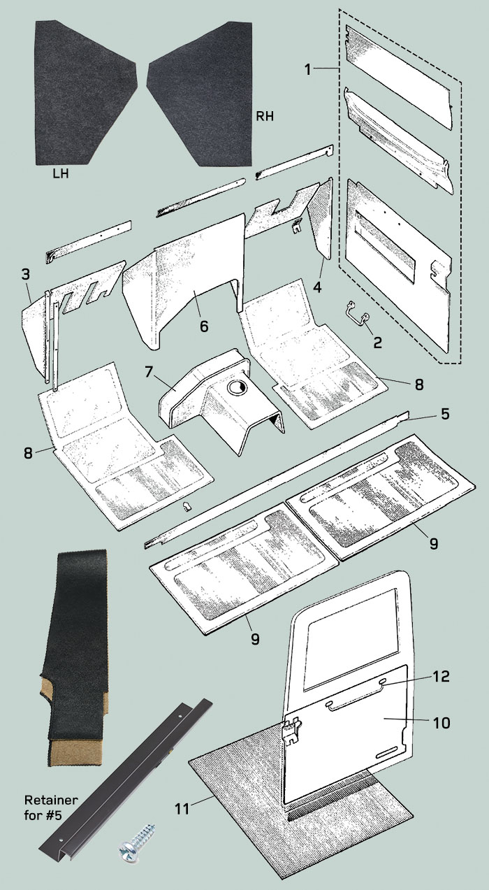 land rover series ii iia iii footwells door panels trim