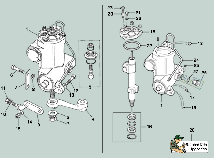 land rover defender steering box adwest 3 bolt