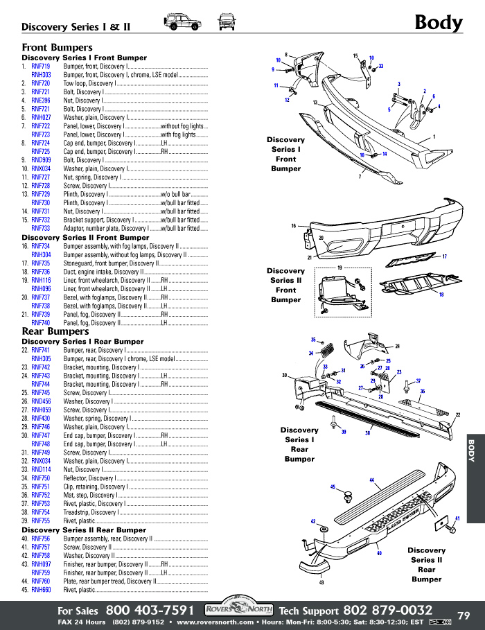 Land Rover Discovery I Front Bumpers, Radiator Panels ... discovery ii fuse box diagram 