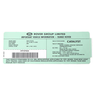 Label  Emissions 1991     Range Rover