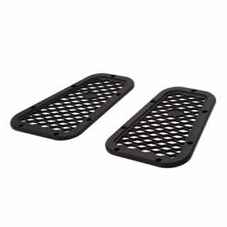 Finishers - Wing Top - Pair - Open Grille - Black Aluminum - Defender