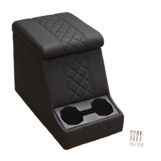 Premium XL Cubby Box Diamond Xs Black Leather With Black Stitch