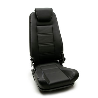 Seat - Left Rear - Lock & Fold - "Xs" (Black Vinyl w/Twin White Perimeter Stitch) - Defender
