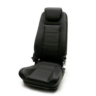Seat - Right Rear - Lock &amp; Fold - "Xs" (Black Vinyl w/Twin White Perimeter Stitch) - Defender