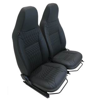 Premium Front Seat Set With Heat Black Vinyl Vault For Defender