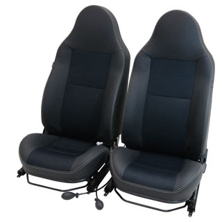 County Front Seat Pair w/ Heat  - Black Rack Half Leather