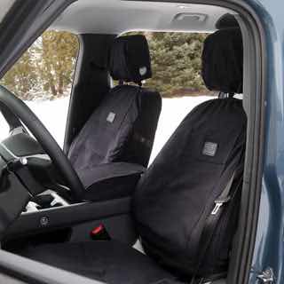 Front Seat Covers Pair Charcoal Canvas With Black Leather Accent For Defender 110 L663 LHD