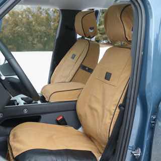 Front Seat Covers Pair Sand Canvas With Black Leather Accent For Defender 110 L663 LHD