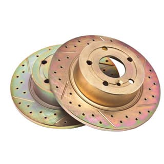 Brake Disc Set Rear Pair, P38A &amp; Discovery II, Slotted Drilled