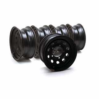 Used - Set Of 5 - Steel Wheels 16" X 7" Black - Defender