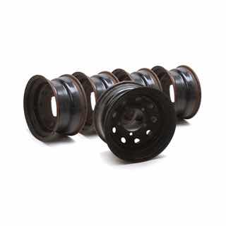 Used - Set Of 5 - Steel Wheels 15" X 8" Black - Defender