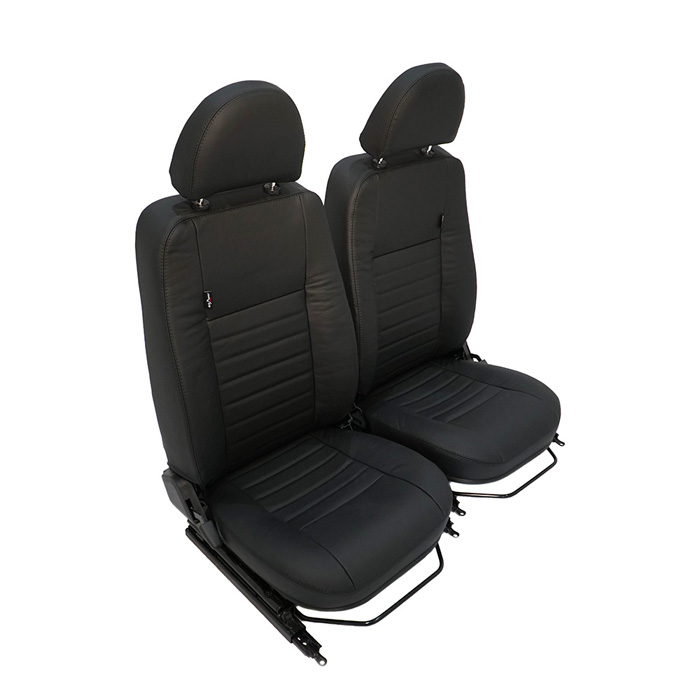 Puma Pair Heated Front Seats - Black Leather w/ Black Stitching EXT308-BLH  EXT308-BL