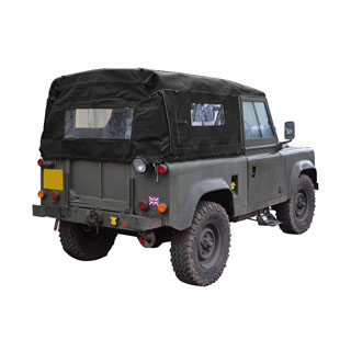 Soft Top Full With Side Windows Canvas Black for Early Defender 90