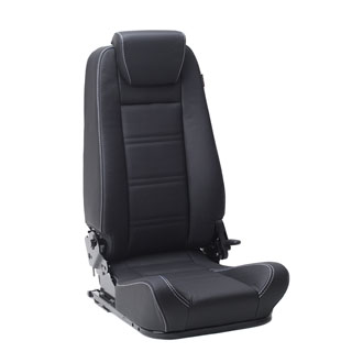 Premium High Back Seat - Left Hand Black Leather White Stitch