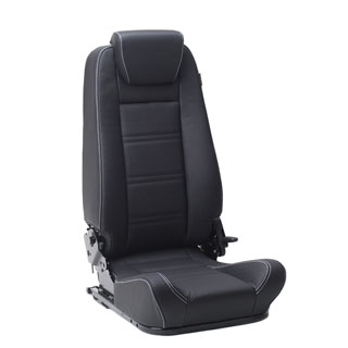 PREMIUM HIGH BACK SEAT - LEFT HAND BLACK LEATHER White Stitch 