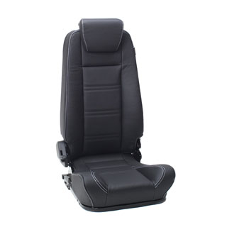 Premium High Back Seat - Right Hand Black Leather White Stitch
