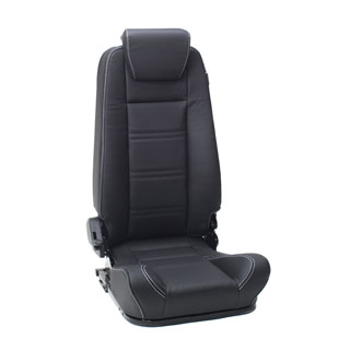 PREMIUM HIGH BACK SEAT - RIGHT HAND BLACK LEATHER WHITE STITCH 