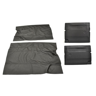 Door Trim Cover Kit Front Pair - Black Leather / Black Stitch