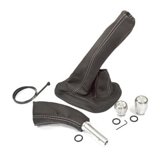 Premium Gaiter and Shift Knob Kit For Defender Lt77 - Black Leather/White Stitch