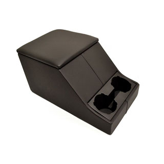 Cubby Box With Twin Cupholders Full Black Leather