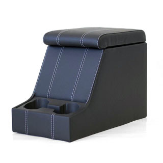 Premium Xl Cubby Box Black Leather With White Stitch