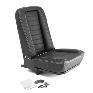 Inward Fold-Up Rear Seat Diamond Xs Black Leather White Stitch
