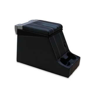 Premium Locking Loc Cubby Box - Defender and Series - Black Leather w/ White Stitch