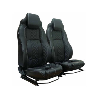 Exmoor Trim Mk-Ii Elite Seats (Pair) With Heaters and Lumbar Supports For Defender - Diamond Xs Black Leather