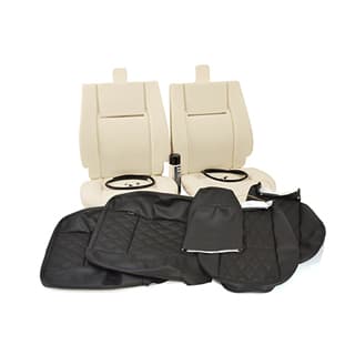 Two Front Seat Retrim Kit Diamond Black Xs Vinyl For Defender