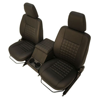 Cool-N-Vintage Front Seat Pair w/Cubby Defender Black Leather